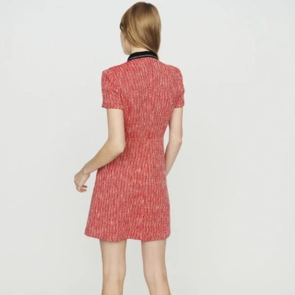 Maje Renati Tweed Dress in Rouje, FR Size 36 (US S) - Picture 2 of 16